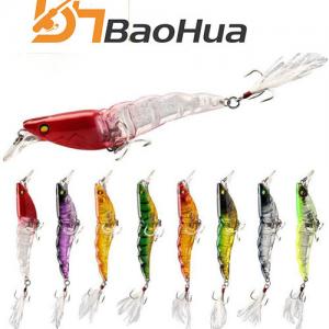 110mm 13.5g Shrimp Minnow Hard Fishing Lure ABS Plastic Bait with Feather Hook for River Lake Stream Fishing