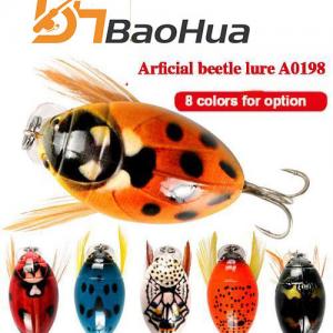 Wholesale BHA0198 3.8cm 4g Artificial Hard Plastic Insect Baits Top Water Floating Beetle Bug Shape Fishing Lures